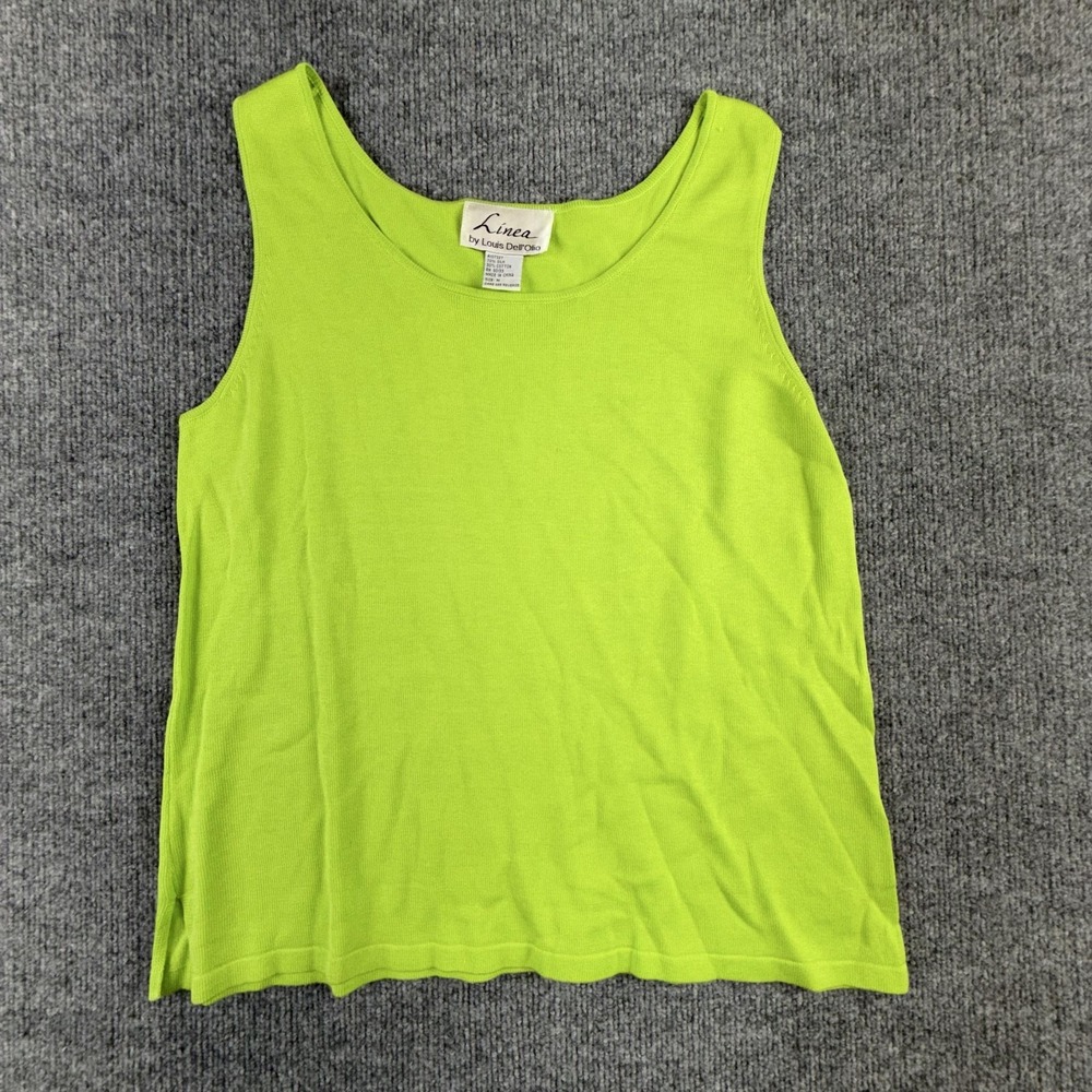 Linea By Louis Dell'Olio Tank Top Womens Medium Green Silk Cotton Knit A107327